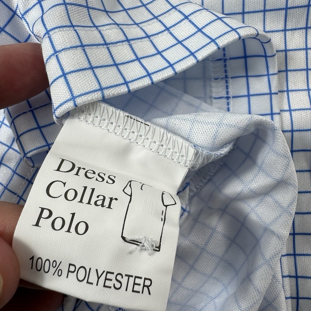 NWT Collars & Co. White Blue Grid Check Dress Collar Men's Polo Size XL - Picture 6 of 7